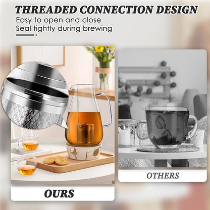 Yoassi Tea Infusers for Loose Tea, Extra Fine Mesh Tea Strainers, 18/8 Stainless Steel Loose Leaf Tea Steeper Tea Diffusers with Extended Chain Hook and Drip Tray 1 Pack