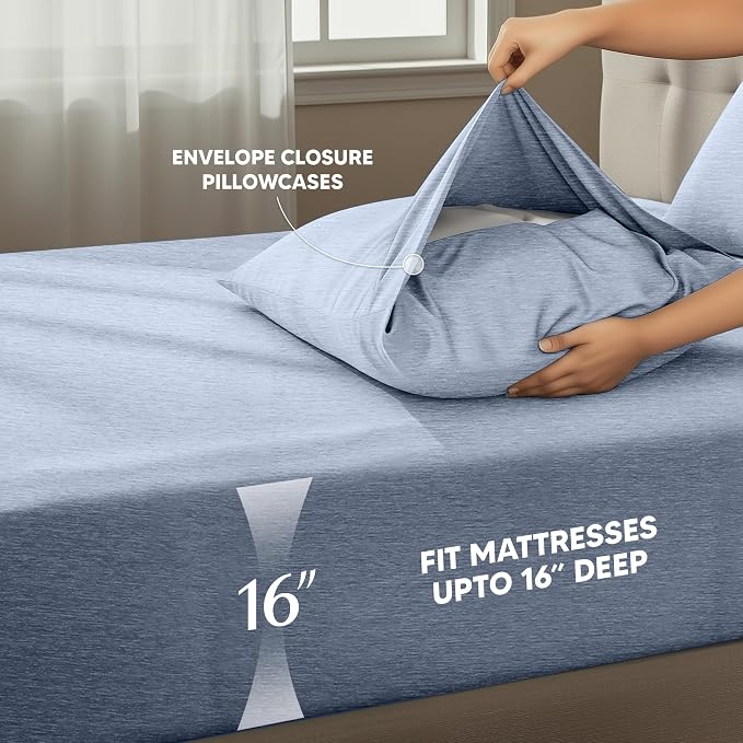 Utopia Bedding King Size Sheet Set – 4 Piece Bed Sheets, Soft and Breathable Microfiber, Includes 1 Fitted Sheet, 1 Flat Sheet and 2 Pillowcases – Oeko Tex (Heather Navy)