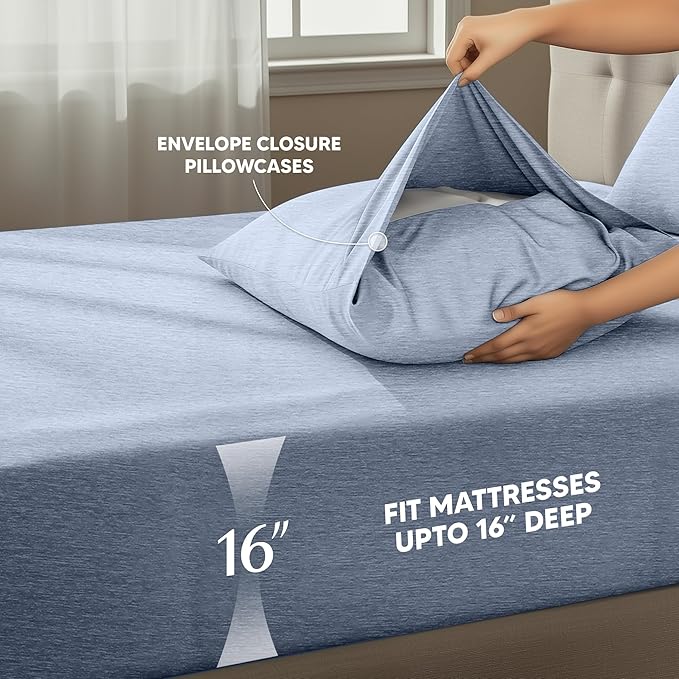 Utopia Bedding Full Size Sheet Set – 4 Piece Bed Sheets, Soft and Breathable Microfiber, Includes 1 Fitted Sheet, 1 Flat Sheet and 2 Pillowcases – Oeko Tex (Heather Navy)