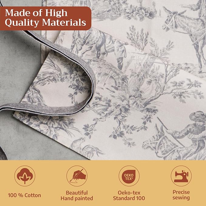 Maison d' Hermine 100% Cotton Apron for women with Pocket Kitchen Chef Apron for Men Cooking Spring Summer