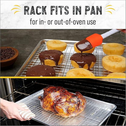 18" x 13" Baking Sheet, Sheet Pan with Wire Rack Set, Stainless Steel Cookie Pan Baking Tray with Cooling Rack (1)