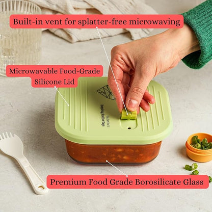 Ai Love Peace Soup Container with Dual Lids,26 oz Borosilicate Glass Lunch Box | Leakproof Lid+ Microwave &Safe Freezer Lid, Stackable,Glass Meal Prep Food Storage,Perfect for Work & Soup Lovers Gift.