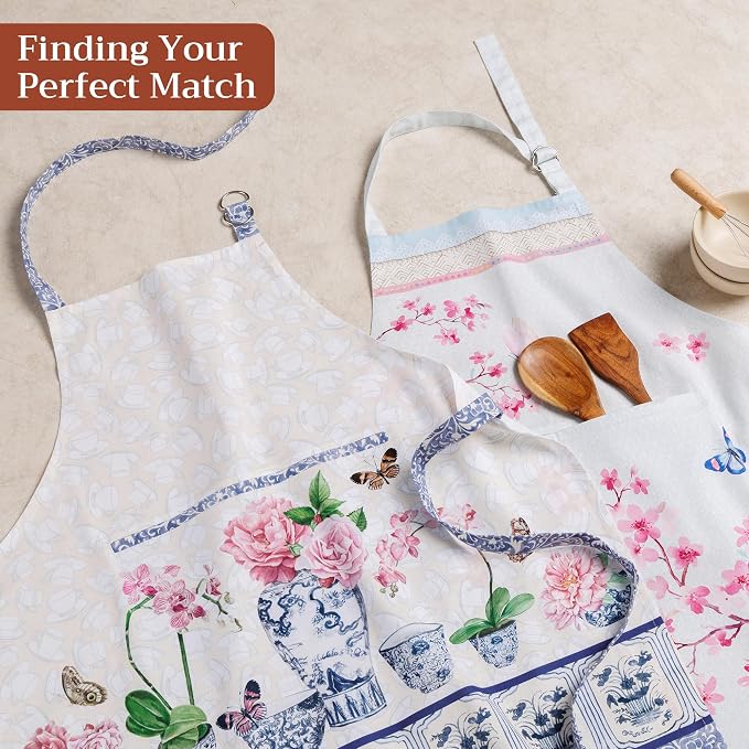 Maison d' Hermine 100% Cotton Apron for women with Pocket Kitchen Chef Apron for Men Cooking Spring Summer