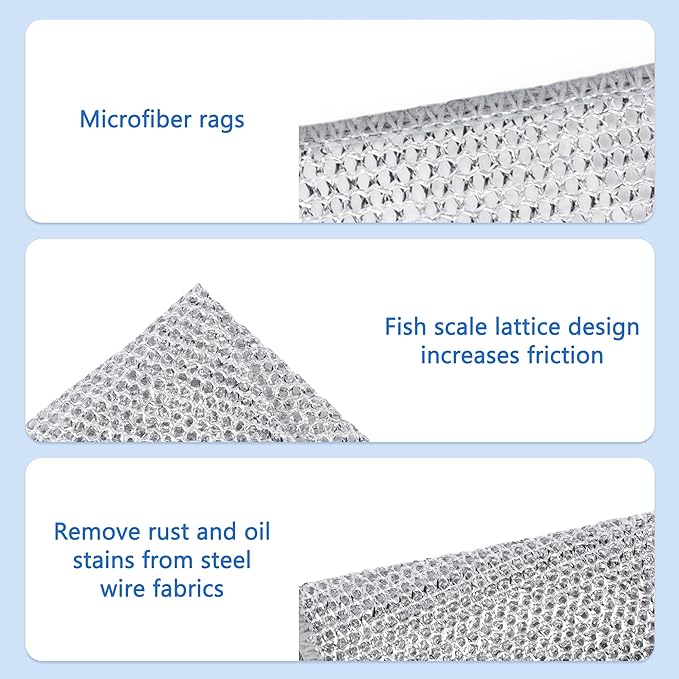 Aidoclip 30pcs Set Non-Scratch Steel Wool Dishcloth - Multi-Use Kitchen Scrubbers, Durable Cleaning Pads for Wet & Dry Use White