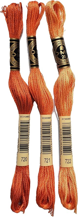 DMC 6-Strand Embroidery Cotton Bundle - Orange Spice Color Family -3 Skeins of Thread - 8.7yd Skeins