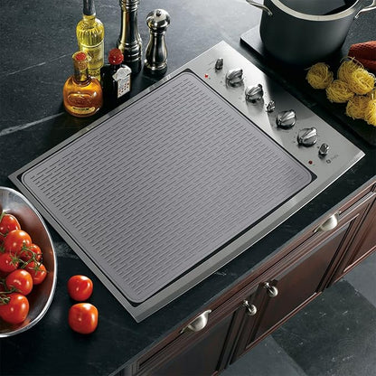YUHFERA Stove Top Cover for Electric Stove - Silicone Stove Mat for Glass Top, Glass Cooktop Protector, XL Dish Drying Mats for Kitchen,Oven Covers for Electric Stove (Gray,28 x 20)