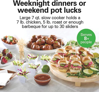 Hamilton Beach Programmable Stay or Go® Slow Cooker, 7 Quart Capacity, Includes 20 oz. Party Dipper Food Warmer, Silver, R33477 (Renewed)