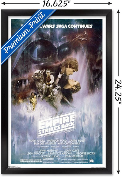 Trends International Star Wars: The Empire Strikes Back - The Saga Continues One Sheet Wall Poster, 14.725" x 22.375", Black Framed Version