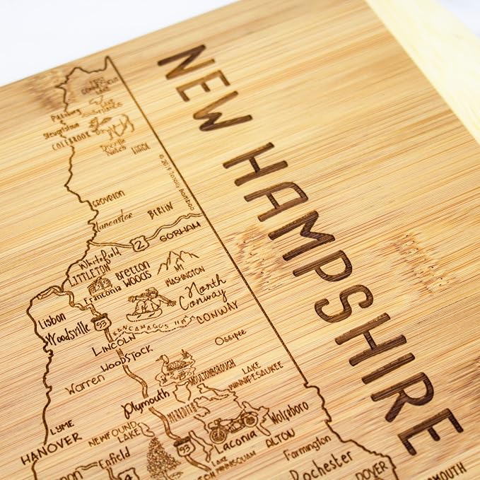 Totally Bamboo A Slice of Life New Hampshire State Serving and Cutting Board, 11" x 8.75"