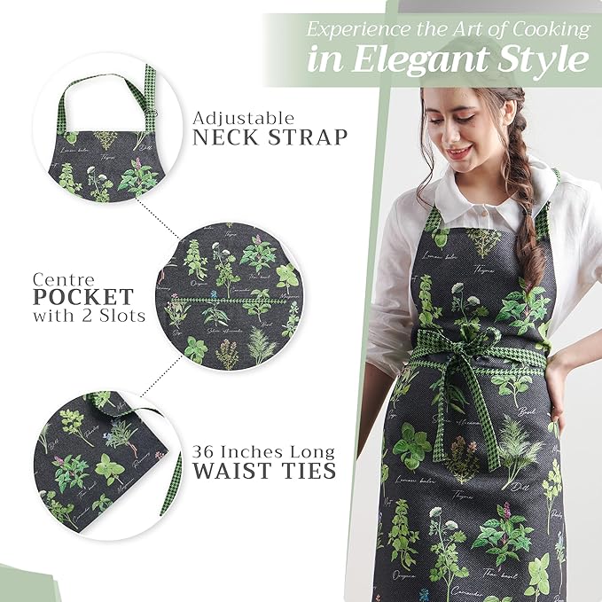 Maison d' Hermine 100% Cotton Apron for women with Pocket Kitchen Chef Apron for Men Cooking Spring Summer