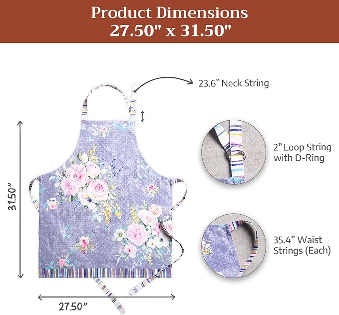 Maison d' Hermine 100% Cotton Apron for women with Pocket Kitchen Chef Apron for Men Cooking Spring Summer