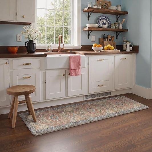 GENIMO Kitchen Mats for Floor, Kitchen Rugs Non Slip Washable, Waterproof Anti Fatigue Mat, Comfort Standing Runner Rug for Sink, Office, Laundry, Home, 23.6"x71", RetroBrick