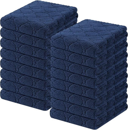 Homaxy 16 Pack Kitchen Cloths Dish Towels (10" x 20", Navy Blue), Super Soft and Absorbent Coral Velvet Dishcloths, Fast Drying No Lint Microfiber Cleaning Cloth