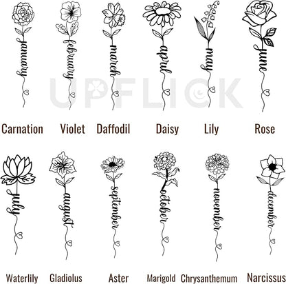 Custom Name Tea Infuser Bottle Bamboo Water Bottles Tea Tumbler with Infuser Minimalist Style Birth Month Flower