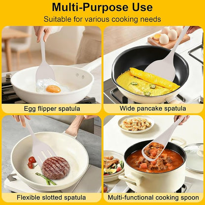 Beijiyi 4 Pack Silicone Spatula Set, High Heat Resistant, For Non-Stick Pan | Food Grade, BPA Free, Scratch-Free, Non-Toxic Kitchen Utensils, Turner Flipper for Cooking, Flipping, Dishwasher Safe