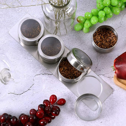 Chengu 3 Pieces Magnetic Spice Rack Stainless Steel Wall Plate Base Wall Mounted Base Under Cabinet Spice Rack for Home Magnetic Spices Jars Container Metal Panels Sticks Kitchen Supplies Camper Stove