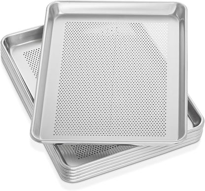 GRIDMANN 13" x 18" Commercial Grade Perforated Aluminum Baking Sheet Pan, Half Size Baking Tray - 6 Pans