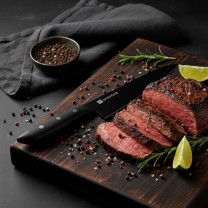SASUGA Lightweigth Japanese Gyuto Chef’s Knife 210mm – Made in Japan | Molybdenum-Vanadium Stainless Steel | Razor-Sharp, Rust-Resistant Blade for Meat, Fish & Vegetables