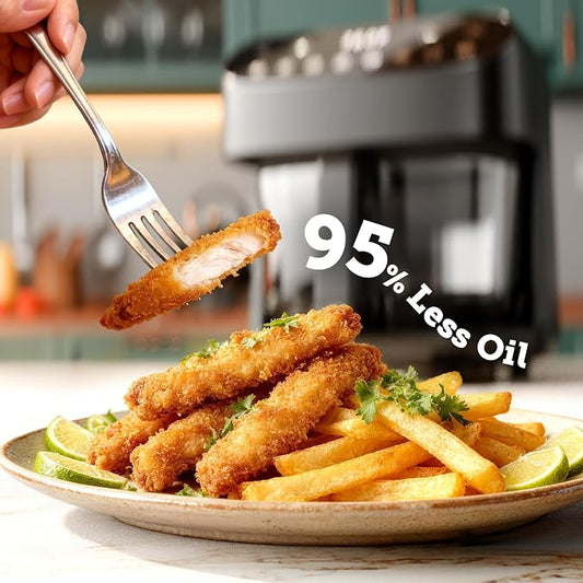 Kismile 5QT Glass Air Fryer, BPA-Free Non Toxic AirFryer with Digital Touch Control, 1500W Portable Airfryer, Dishwasher Safe Basket, Up to 400°F, Cooks with 95% Less Oil(Black)