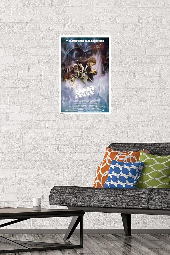 Trends International Star Wars: The Empire Strikes Back - The Saga Continues One Sheet Wall Poster, 14.725" x 22.375", Premium Poster & Mount Bundle