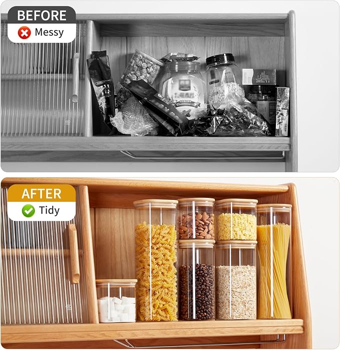 Glass Food Storage Jars with Lids 2.34 Qt [Set of 3], Perfect for Pasta, Cookies, Nuts, Coffee, Cereal, Flour, and More, Organize Your Kitchen and Pantry with these BPA-Free Glass Canisters