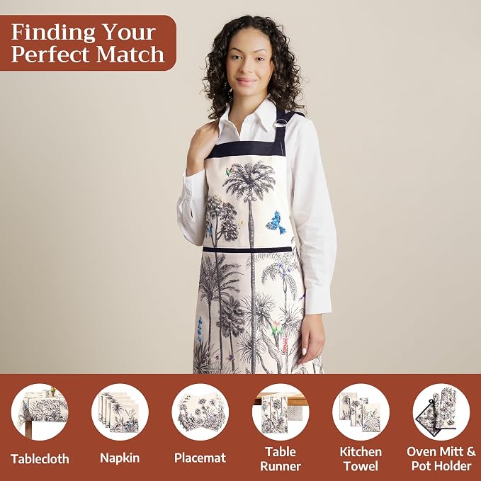 Maison d' Hermine 100% Cotton Apron for women with Pocket Kitchen Chef Apron for Men Cooking Spring Summer