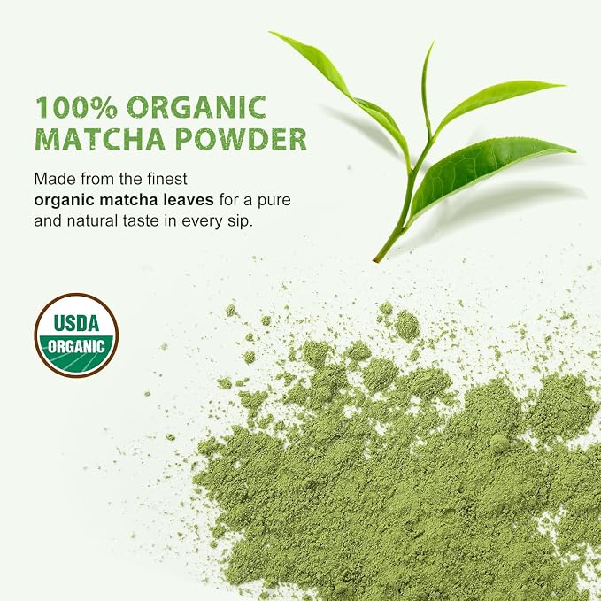 Soeos Organic Matcha Powder, Matcha Green Tea Powder, 2 oz (57g), Antioxidant-Rich Matcha Powder for Lattes, Smoothies and Baking, Recyclable Bags