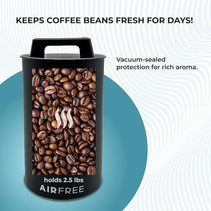 Skywin Vacuum Coffee Canister for Ground Coffee & Beans 4.53 x 7.28 IN - Seal Coffee Container Preserves Freshness, Food Grade Metal Kitchen Canisters for Countertop (Black)