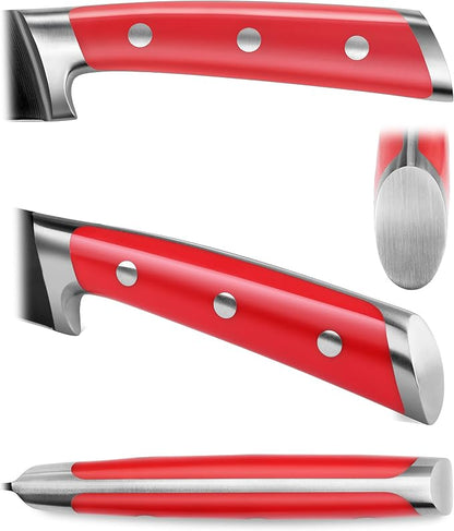 Cangshan S+ Series 1022131 German Steel Forged 2-Piece Titanium Coated Santoku Starter Knife Set with Sheaths, Jupiter Red