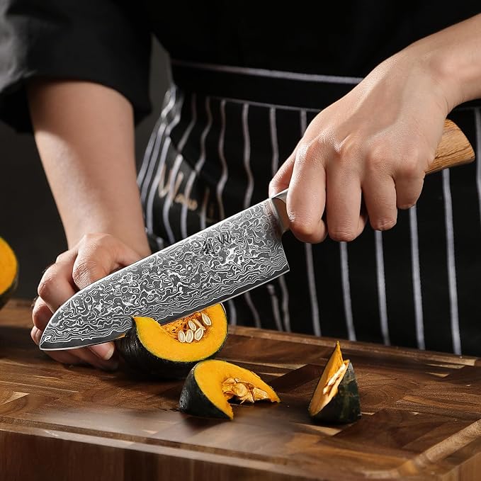 Wakoli EDIB Pro 2-Piece Damascus Kitchen Knife Set – Santoku & Small Santoku with VG10 Core made of 67-Layer Damascus Steel Blades – Professional Chef Knives with Ergonomic Pakkawood Handles