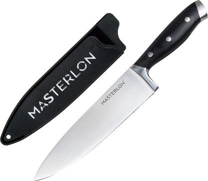 MP-116 Triple Rivet Collection Chef’s Knife Stainless Steel Blade, 8", Black