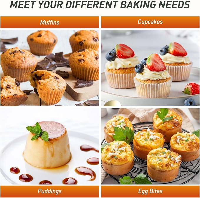 2 Packs 12 Cups Silicone Muffin Pan with Metal Reinforced Frame Regular Size Cupcake Pan Tray Egg Bites Silicone Cookie Molds Muffin Tin Tart Pans Baking Set for Easter Christmas holiday Cookie