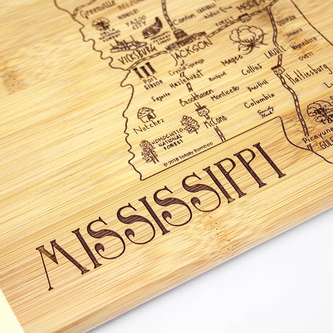 Totally Bamboo A Slice of Life Mississippi State Serving and Cutting Board, 11" x 8.75"
