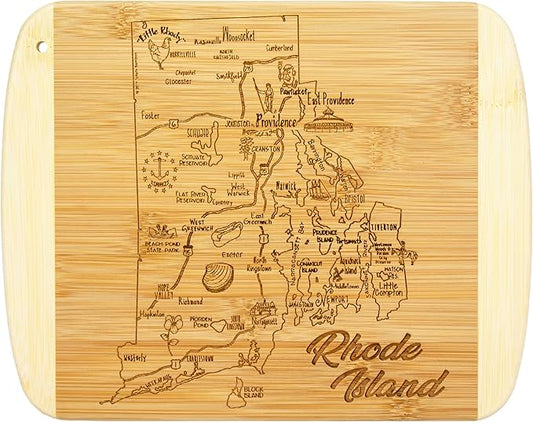 Totally Bamboo A Slice of Life Rhode Island State Serving and Cutting Board, 11" x 8.75"
