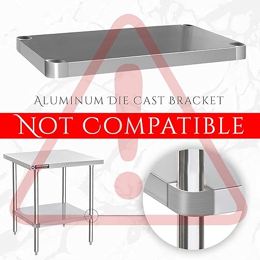 DuraSteel Galvanized Under Shelf for Work Tables - Extra Adjustable Lower Shelf for 24" x 12" Stainless Steel and Wooden Worktables - Fits for use in Restaurant, Warehouse, Home, Kitchen, Garage