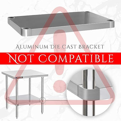 DuraSteel Galvanized Under Shelf for Work Tables - Extra Adjustable Lower Shelf for 24" x 12" Stainless Steel and Wooden Worktables - Fits for use in Restaurant, Warehouse, Home, Kitchen, Garage