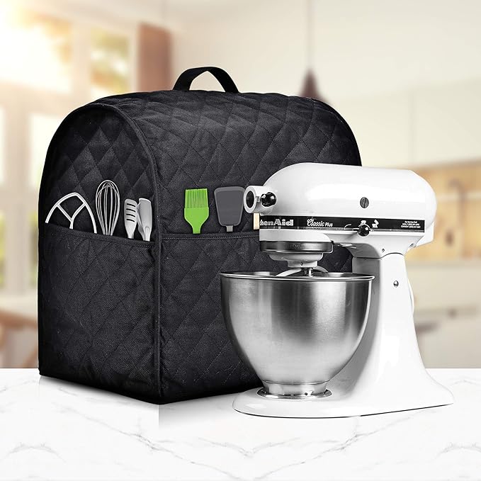 Stand Mixer Cover compatible with Kitchenaid Mixer, Fits All Tilt Head & Bowl Lift Models,Fine, Soft, Not Easy to Fade, Not Easy To Pilling. (Fits for 4.5-Quart and All 5-Quart, Black)