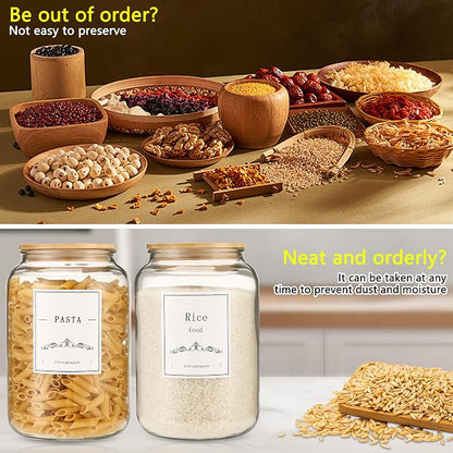 CYYKDA 108oz Large Glass Jar With Lid- Glass Jars Kitchen Canisters With Airtight Bamboo Lids- Food Storage Containers For Flour Sugar Cereal, Egg, Cookie-2 Pack
