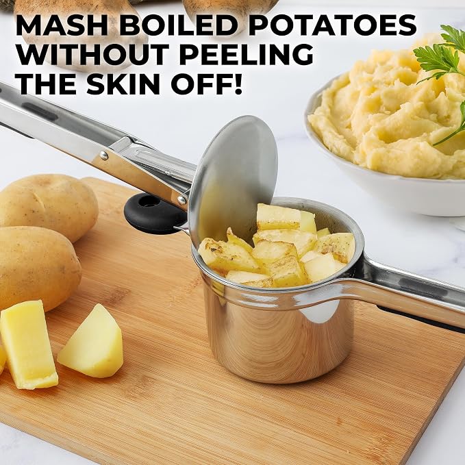 Zulay Kitchen Premium Large 15oz Potato Ricer With 3 Interchangeable Discs, Heavy Duty Professional Stainless Steel Potato Masher and Ricer Kitchen Tool, Press and Mash Kitchen Gadget