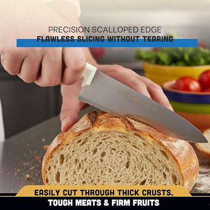 Dexter-Russell 12613 Chef’s Knife, 6" Scalloped DEXSTEEL High Carbon Stain-Free Steel Blade, Ergonomic Textured Polypropylene Handle, NSF Certified, Culinary Kitchen Cook Knife, Made in USA