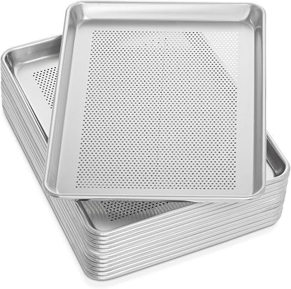 GRIDMANN 13" x 18" Commercial Grade Perforated Aluminum Baking Sheet Pan, Half Size Baking Tray - 12 Pans