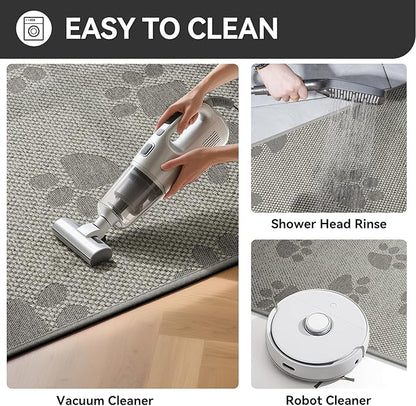 YDKGL Non-Slip Kitchen Mats for Floor, Soft Woven Linen Embroidery Kitchen Runner Rug - Super Absorbent Washable Kitchen Sink Mat with Rubber Backing for Office & Home Gray 17x59
