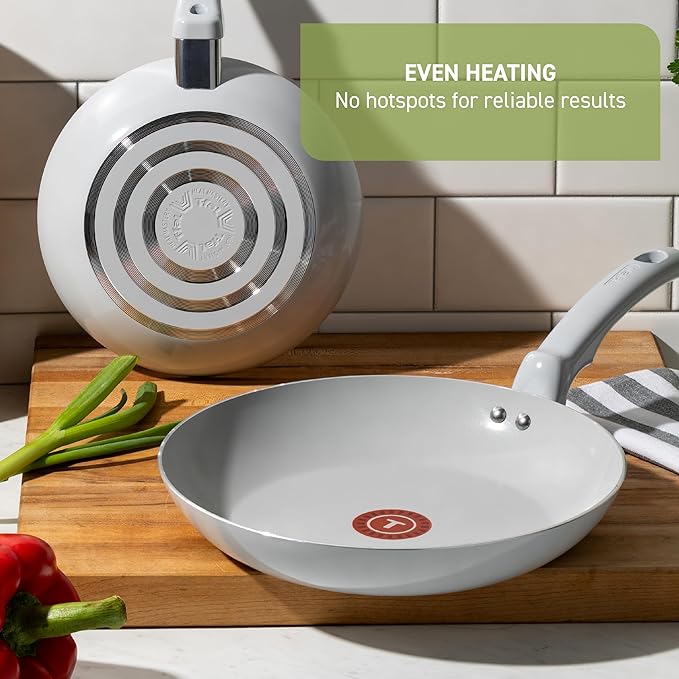 T-Fal Refresh Ceramic Frying Pans Nonstick 12 Inch Skillet, Oven Safe to 350°F, Cookware with Stay-Cool Handle, Moon Grey