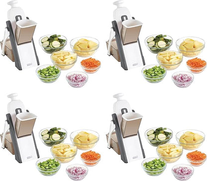 Dash Safe Slice® Mandoline - Compact,Foldable Food Slicer - Slice,Dice,Julienne & More - Perfect for Quick Food Prep - Recipe Guide Included - Cool Grey,(Pack of 4)