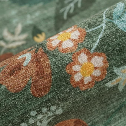 4x8 Washable Area Rug for Family: Stain Resistant Wide Floral Scalloped Kitchen Rug Soft Carpet for Entryway Bathroom Bedroom Farmhouse Living Room Floor Mat with Non Slip Backing(4x8, Floral/Green)
