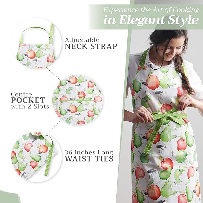 Maison d' Hermine 100% Cotton Apron for women with Pocket Kitchen Chef Apron for Men Cooking Spring Summer