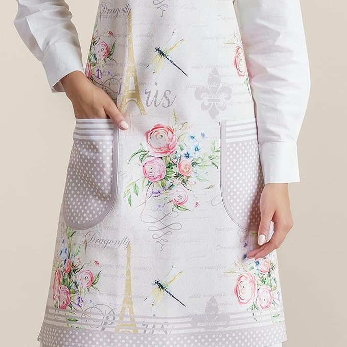 Maison d' Hermine 100% Cotton Apron for women with Pocket Kitchen Chef Apron for Men Cooking Spring Summer