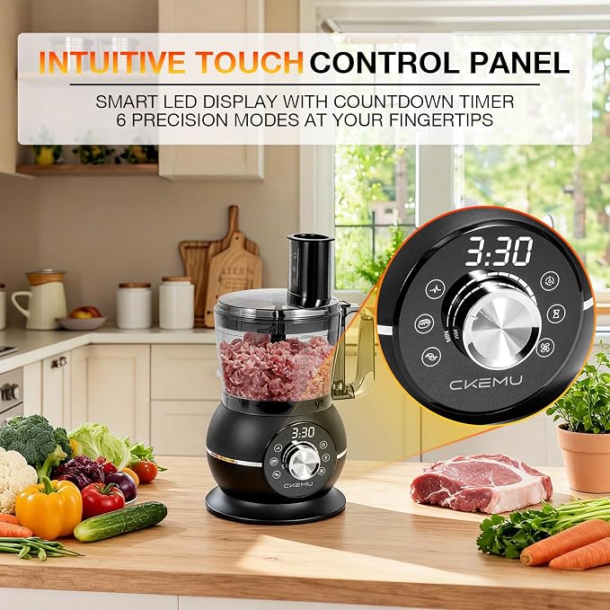 12 Cup Smart Food Processor | Electric Food Chopper Slicer, French-Fry Slicing Shredding Chopping Kneading Cutter, For Meat, Vegetable, Fries, Cheese