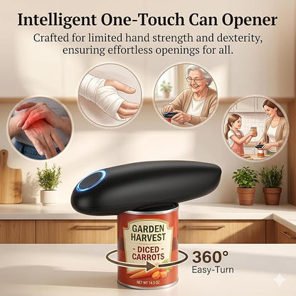 Electric Can Opener, One-Touch Automatic Handheld Can Opener with Smooth Edge, Kitchen Gadget for Seniors with Arthritis,Black