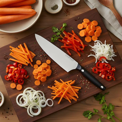 Lamson Vintage 8" Chef's Knife, Hi-Carbon Stainless Steel Blade, Double Riveted for Balance, Ideal for Dicing, Slicing & Chopping, Kitchen Knives - Midnight Handle